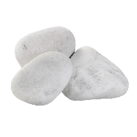 Мрамор белый галтованый размер камней от 70 до 300 мм